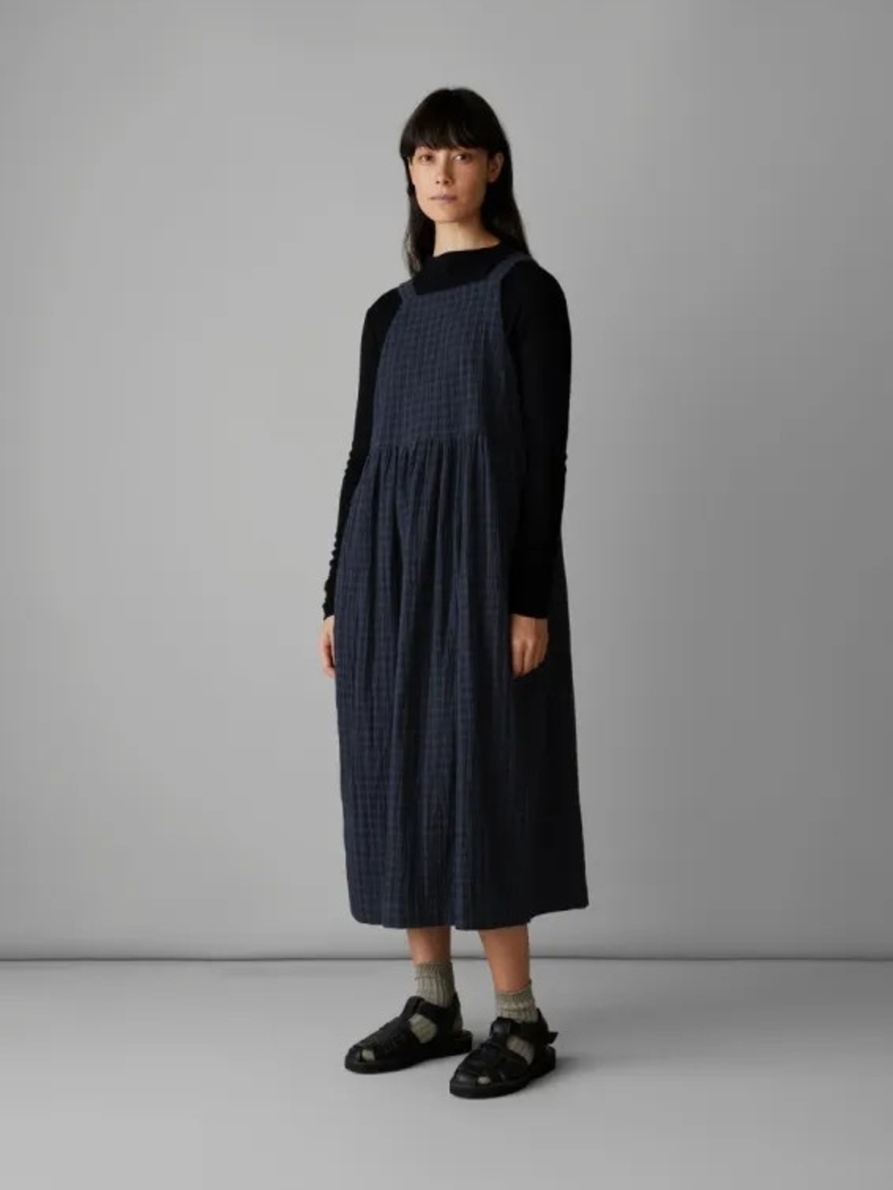 TOAST Crinkled Cotton Pinafore Dress